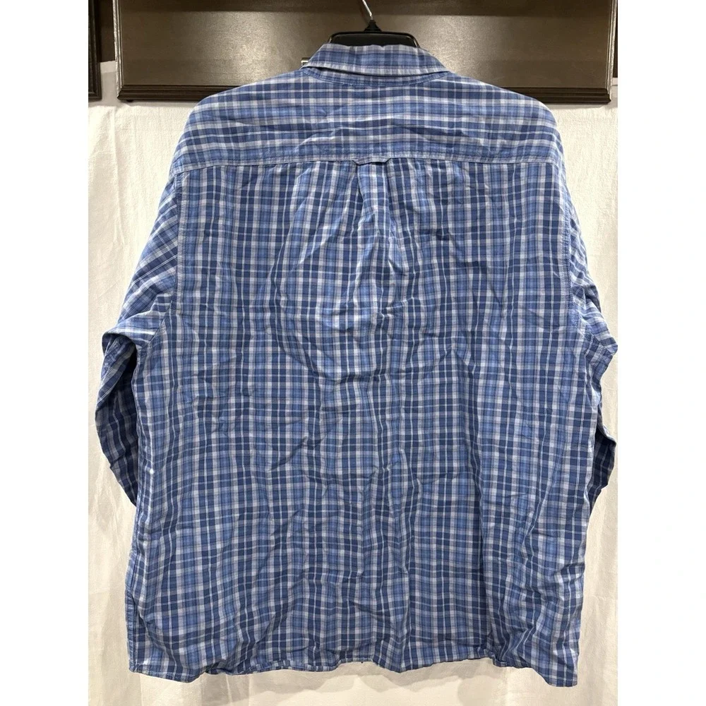 Route 66 Men's Large Blue Plaid Button Up Shirt Long Sleeve Cotton Blend Casual